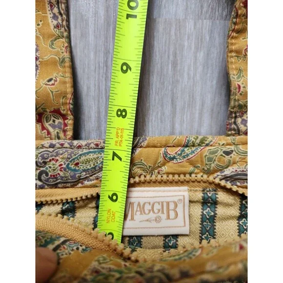 MaggiB Yellow Green Paisley Quilted Small Shoulder Crossbody Bag Zip Closure - Picture 13 of 13